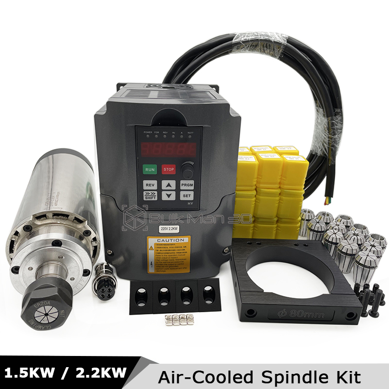 Air Cooled 1.5Kw Spindle Motor Inverter 110V - Kit Spindle CNC Berpendingin Udara 2.2KW
