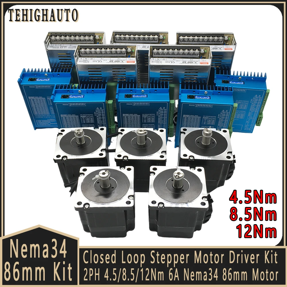 Hybrid Servo Driver Nema 34 8.5Nm - Nema34 86Mm Kit Motor Stepper Loop