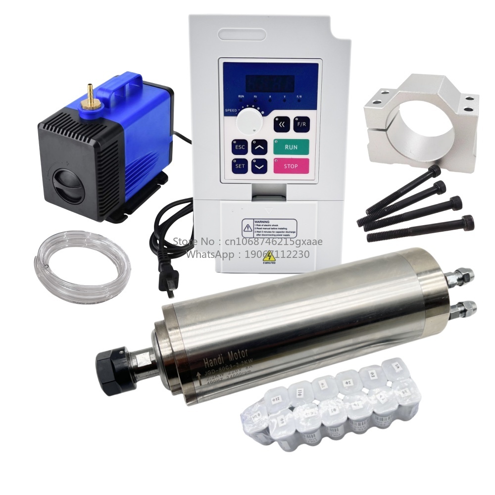 2.2Kw Water Cooled Spindle Kit Vfd - Kit Motor Spindle CNC 80MM 2.2KW