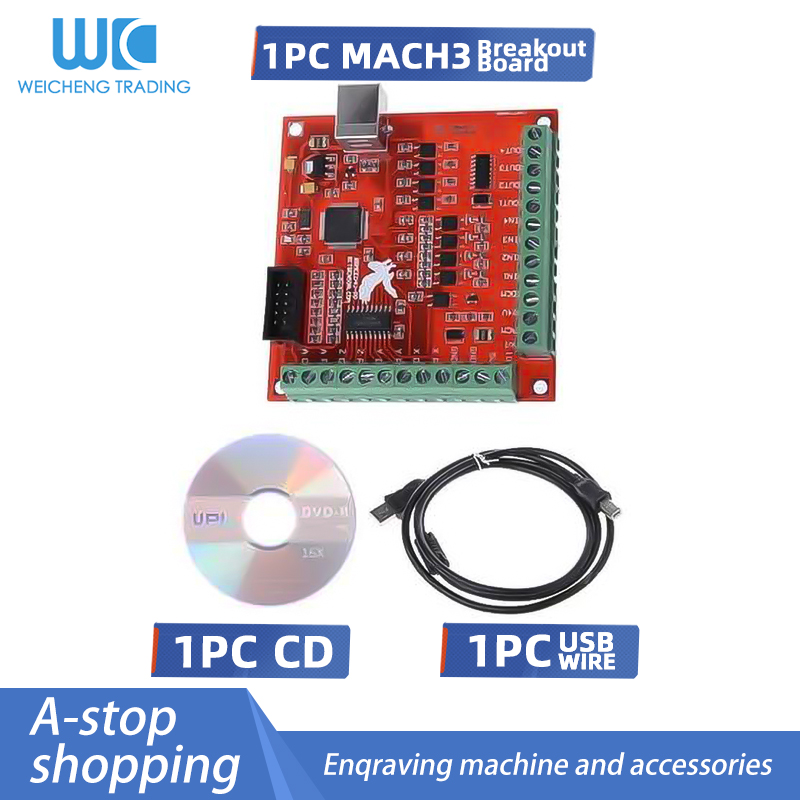 Mach3 Usb Cnc Controller 4 Axis 100Khz - 1Set 1 Buah Papan Breakout MACH3