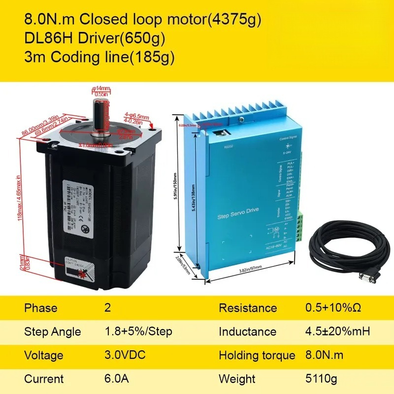 Hybrid Servo Driver Nema 34 8.5Nm - Set Motor Stepper Loop Tertutup Nema