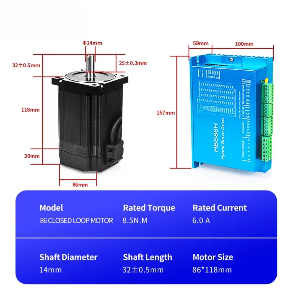 Hybrid Servo Driver Nema 34 8.5Nm - Kit Servo Hibrida Loop Tertutup NEMA