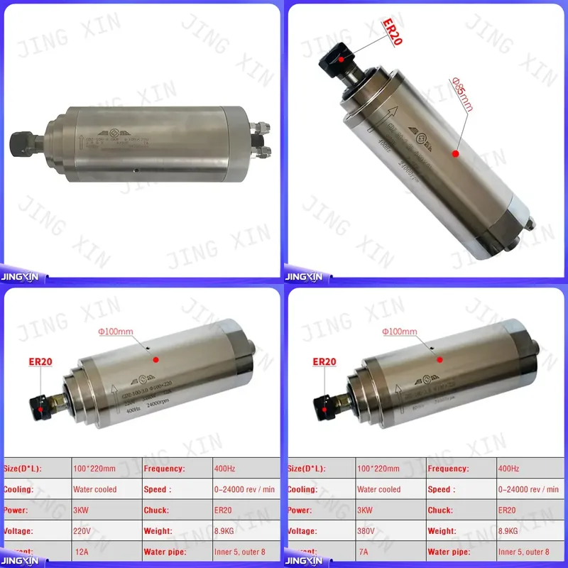 Er20 Collet Chuck Spindle Motor 220V - Khusus untuk Motor Spindle CNC 2.2KW