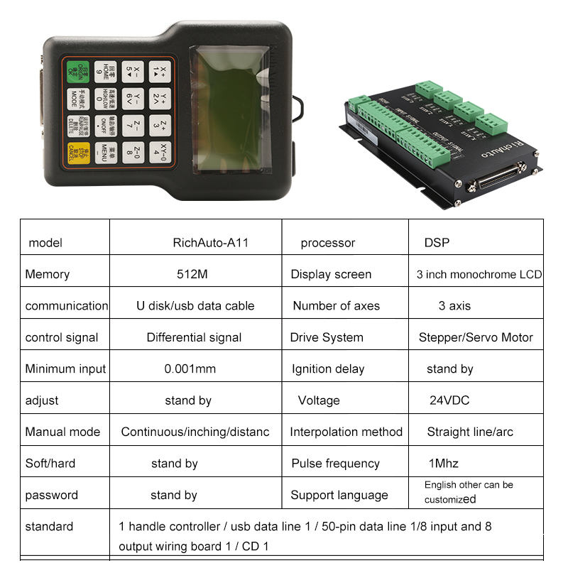 Pengendali CNC Richauto DSP A1 - Richauto A11 Dsp Controller 3 Axis ulasan dan harga
