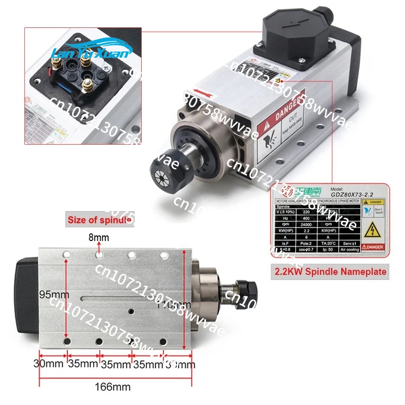 Kit Spindle CNC Berpendingin U - Air Cooled 1.5Kw Spindle Motor Inverter 110V ulasan dan harga