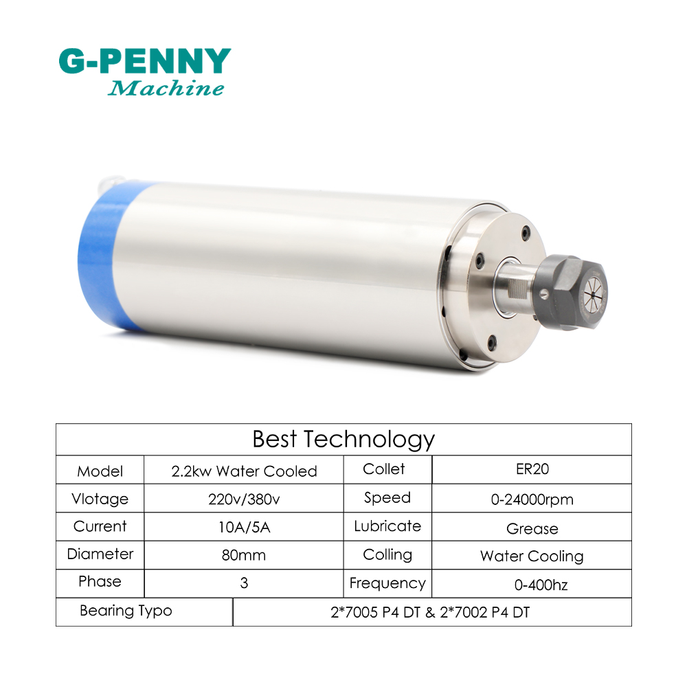 G-PENNY 2.2kw ER20 Kit Spindle - 2.2Kw Water Cooled Spindle Kit Vfd ulasan dan harga