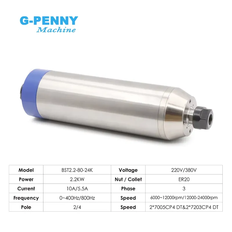 G-Penny 2.2kw ER20 D80 12000rp - 2.2Kw Water Cooled Spindle Kit Vfd ulasan dan harga