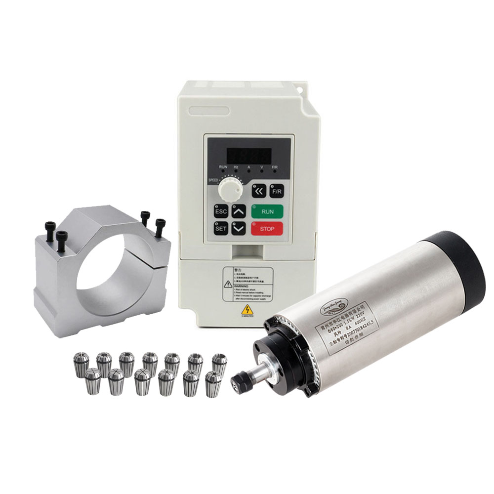 Kit Motor Spindle CNC 80MM 1.5 - Air Cooled 1.5Kw Spindle Motor Inverter 110V ulasan dan harga